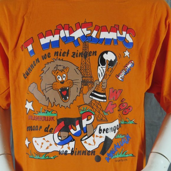 1998 World Cup Supporter Shirt - Team Holland -We Can't Sing but We Win -Mens M - Picture 2 of 8